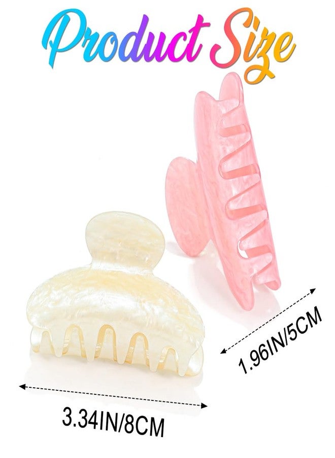 CAKURE Hair Clips Pink Acrylic Claw Clips Medium Hair Claw Hair Accessories for Women（Pack of 2） (a-beige&pink) - Image 2